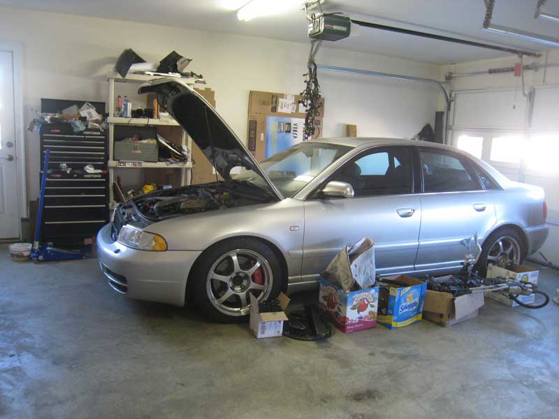 Silver Audi B5 S4 in position