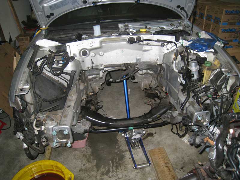 Silver car engine compartment