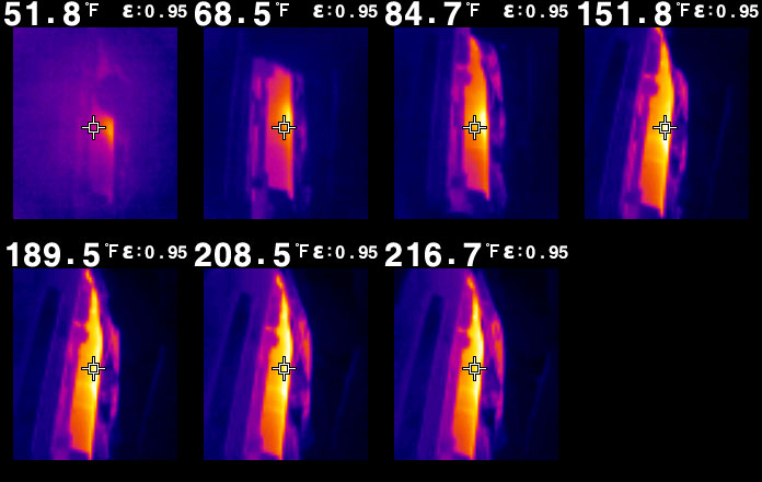 IR images of exhaust manifold heating