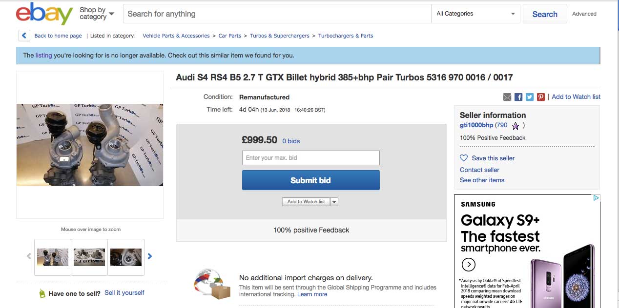 GP Turbos K03 Hybrid eBay Listing
